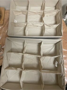 9-Compartment Fabric Storage Organizer - Cream